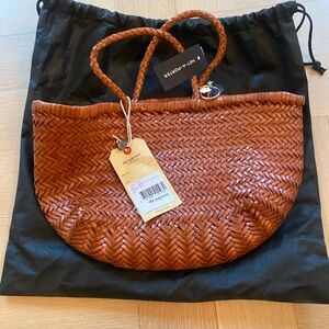 NWT Dragon Diffusion Bamboo Triple Jump Small Woven Leather Tote